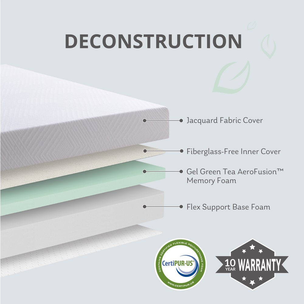 MLILY Ego White 6 Inch Memory Foam Mattress, Twin Size Mattress, Bed in a Box