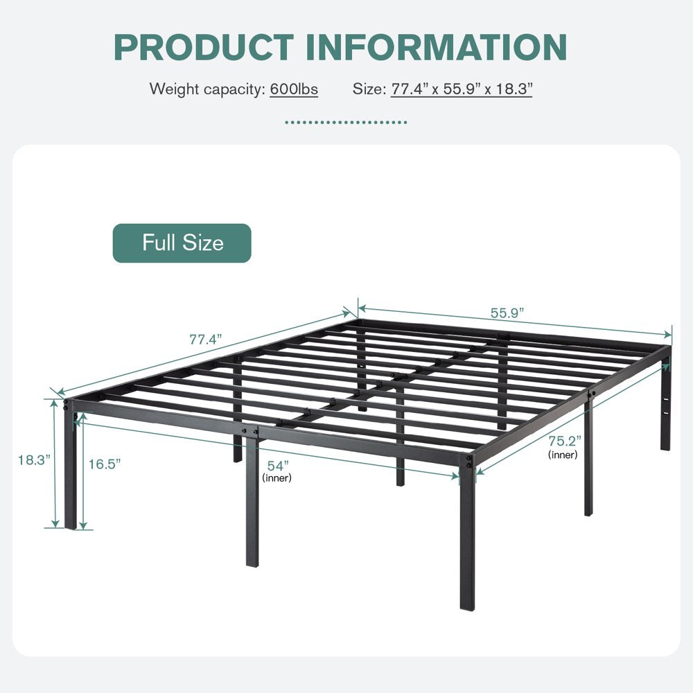 Amolife Heavy Duty Full Size Metal Platform Bed Frame with 16.5'' Large under Bed Storage Space