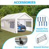 Lzbeitem 10X20 Ft Heavy Duty Steel Carport Storage Boat Shed Canopy Garage Car Shelter Portable Party Tent with Window Sidewalls Doors, White