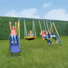 Sportspower Super Flyer Swing Set with 2 Flying Buddies, Saucer Swing, 2 Swings, and Lifetime Warranty on Blow Molded Slide