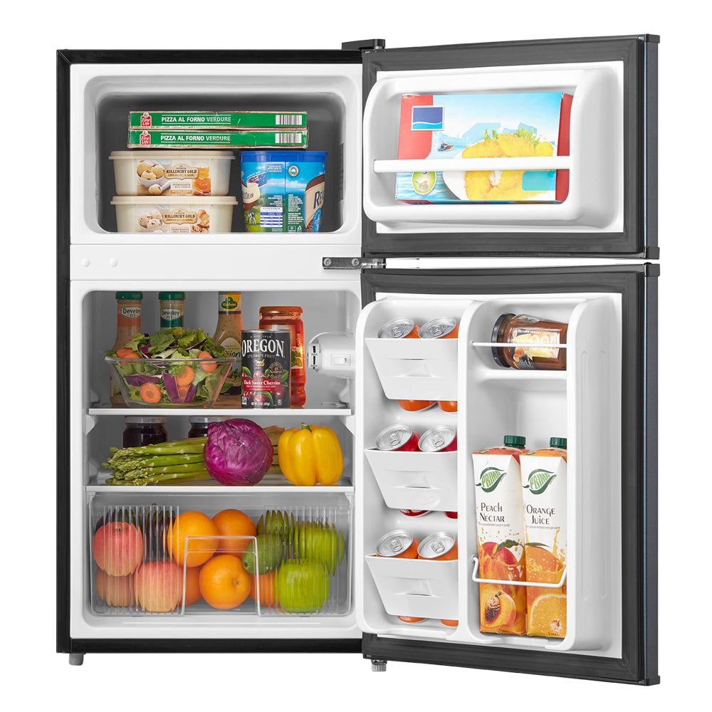 Arctic King 3.2 Cu Ft Two Door Mini Fridge with Freezer, Stainless Steel, E-Star, ARM32D5ASL