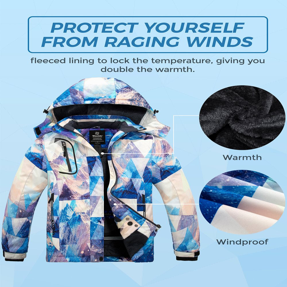 Wantdo Women'S Mountain Ski Jacket Waterproof Windproof Fleece Snow Winter Raincoat Mountain Flora S