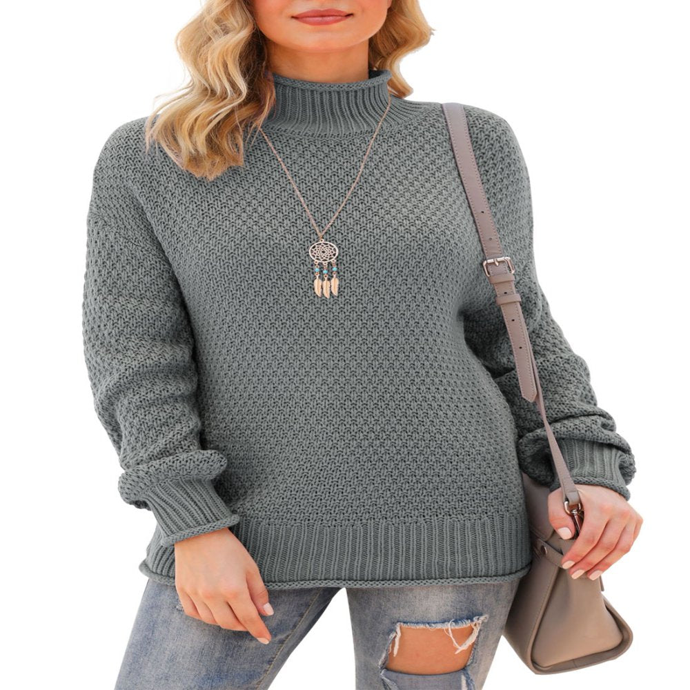 Asklazy Women'S Turtleneck Oversized Sweaters Batwing Long Sleeve Pullover Loose Chunky Knit Jumper