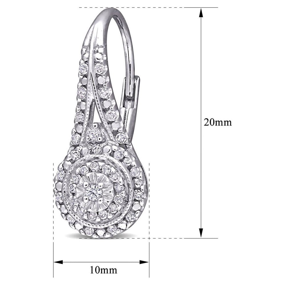 Superjeweler Nearly 1/2 Carat Diamond Double Halo Leverback Hoop Earrings, 3/4 Inch for Women