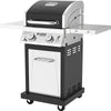 Nexgrill Deluxe 2 Burner Propane Gas Grill, for Outdoor Cooking, Patio, Garden Barbecue Grill with Two Foldable Shelves, Silver and Black