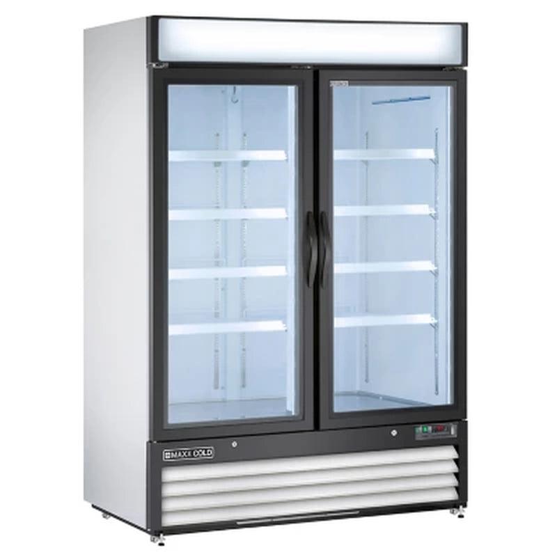 Maxx Cold 48 Cu Ft., 2-Door Glass Merchandiser Refrigerator, White Cabinet