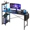 Bestier 52 Inch Gaming Computer Desk with LED Lights & Shelves Black