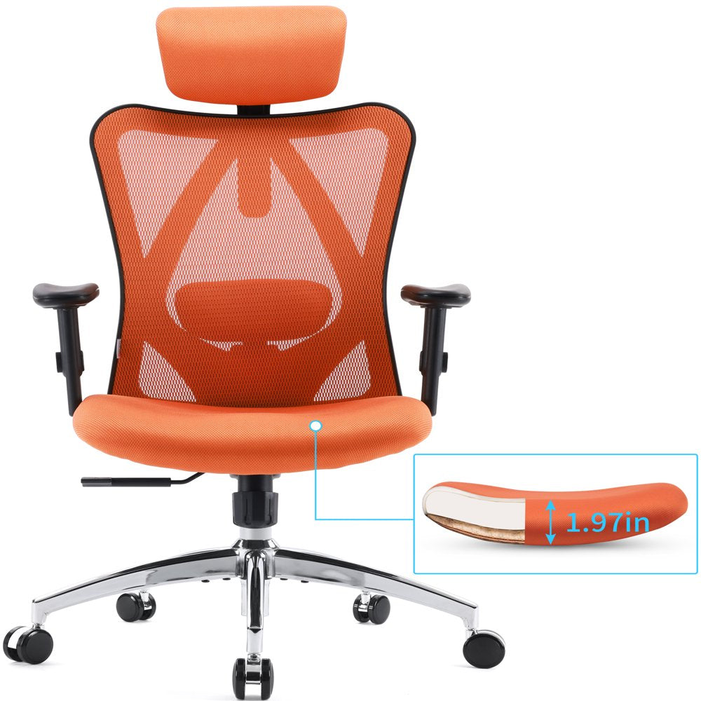 SIHOO Ergonomic High Back Office Chair, Adjustable Computer Desk Chair with Lumbar Support, 300Lb, Orange