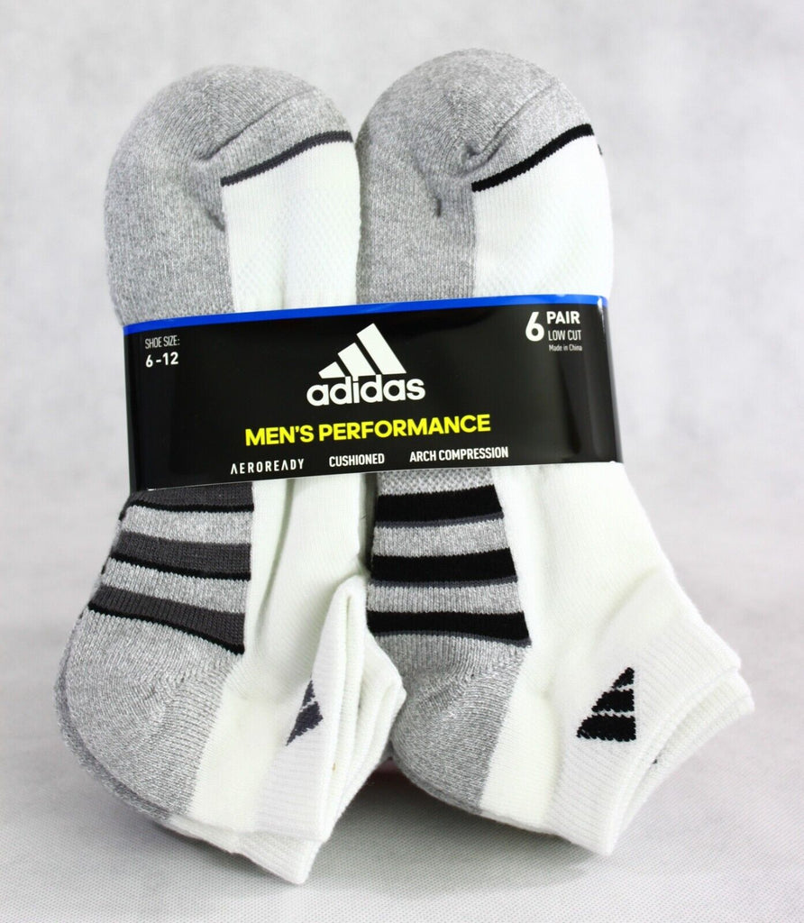 New adidas Men'S Performance Aeroready Low Cut No Show Socks 6Pk Size 6-12