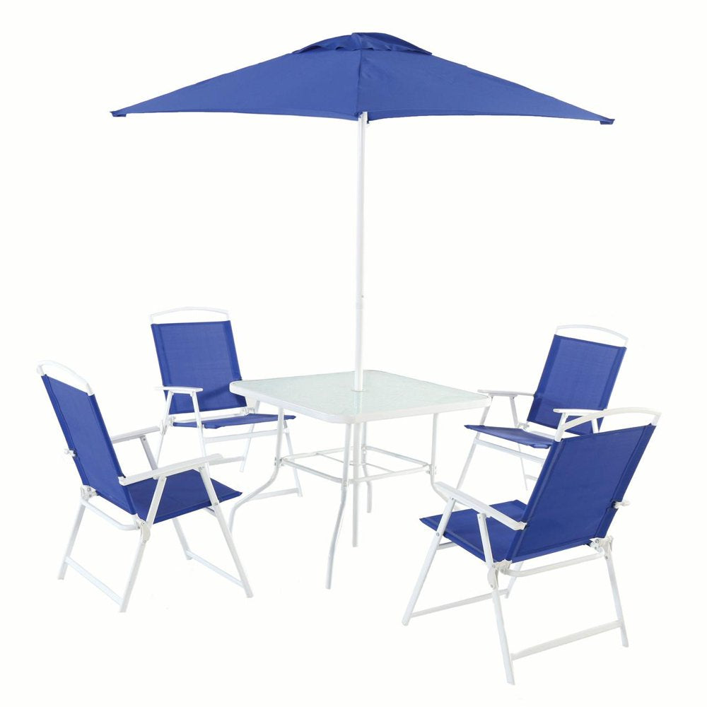 Mainstays Albany Lane 6 Piece Outdoor Patio Dining Set, Blue