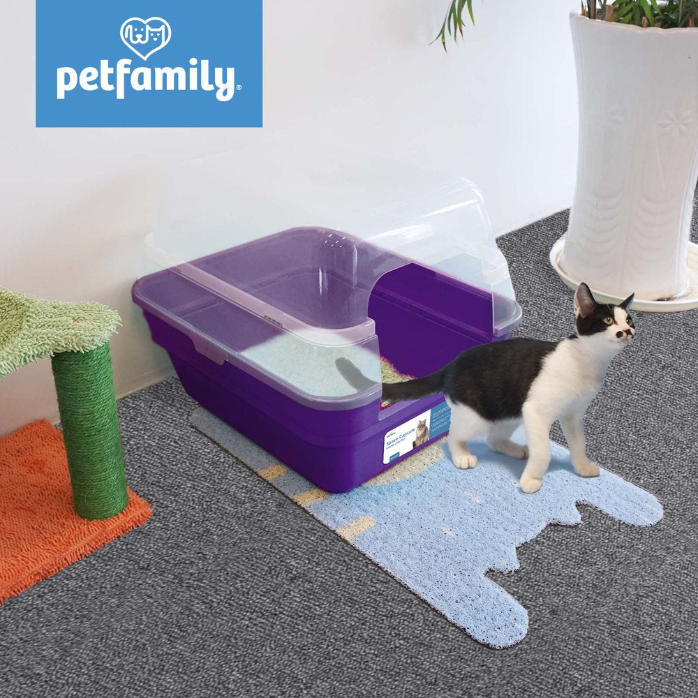 Petfamily Extra Large Cat Litter Box, Color Purple, Jumbo Hooded, 21.60 X 17.80 X 17.30 In