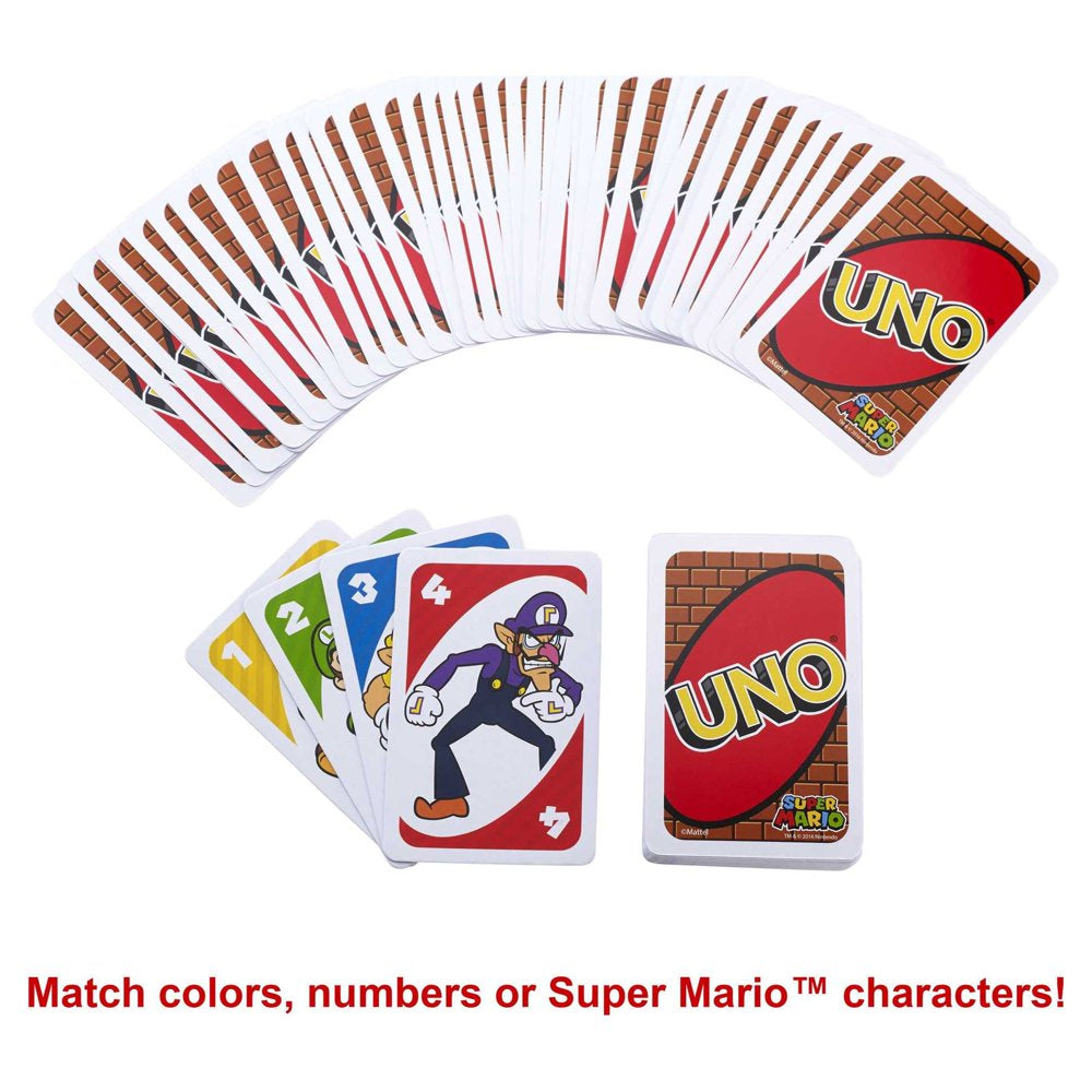 UNO Super Mario Card Game for Kids & Family, 2-10 Players, Ages 7 Years & Older