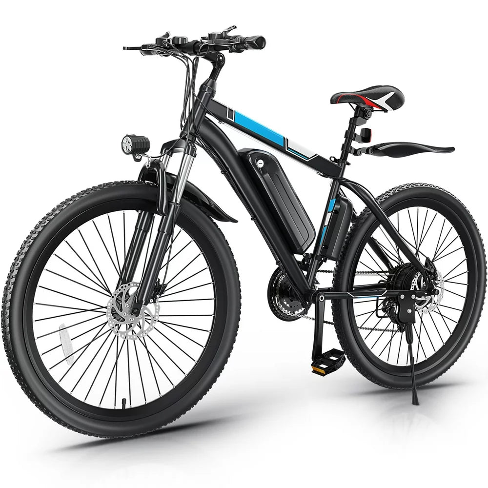 Gocio 500W Electric Bike 26" Electric Bicycle for Adults with Cruise Control System Ebike, Mountain Bike with Removable 375Wh Lithium-Ion Battery 50 Miles, 21 Speed Commuter Bike for Man Woman