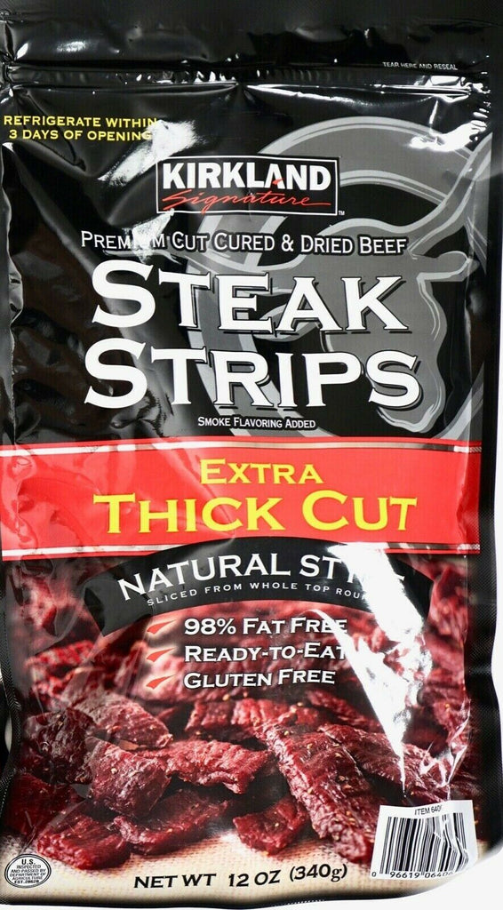 Kirkland Premium Cut Steak Strips Dried Beef Jerky Extra Thick