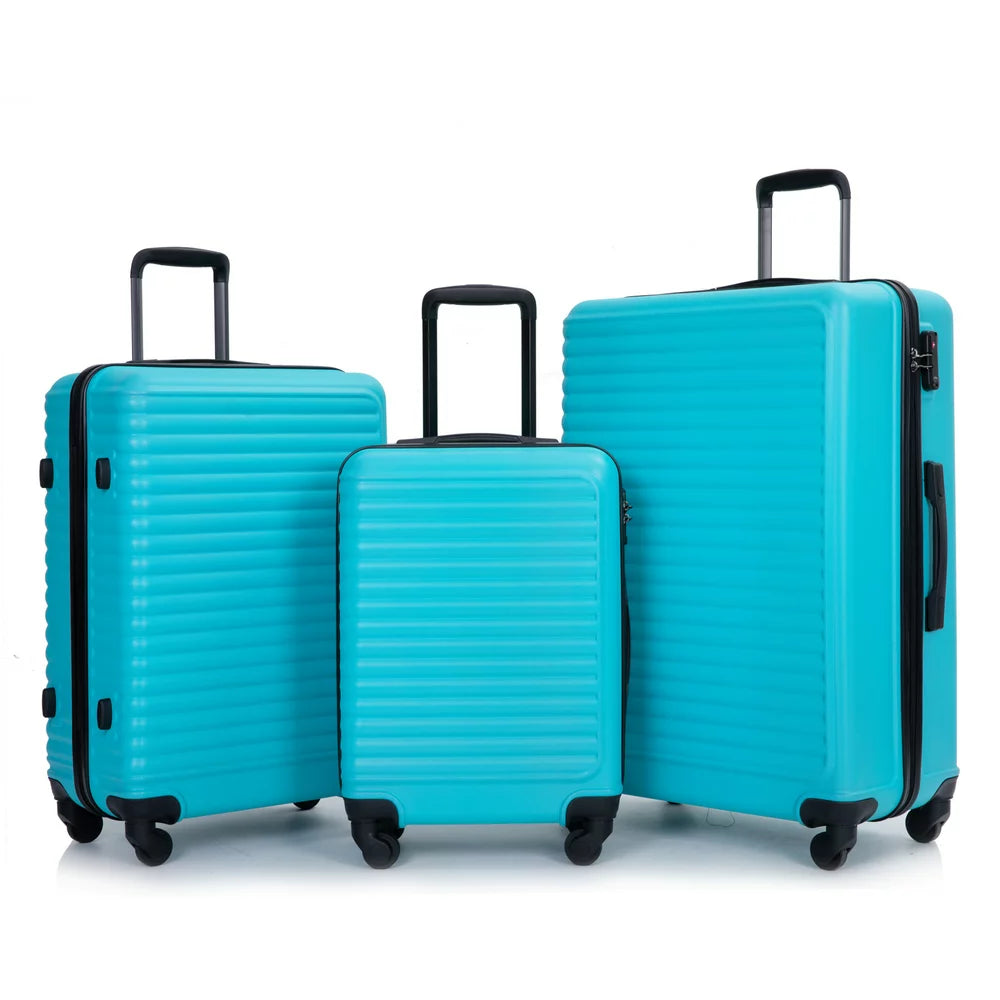 Travelhouse 3 Piece Luggage Set Hardshell Lightweight Suitcase with TSA Lock Spinner Wheels 20In24In28In.(Light Blue)