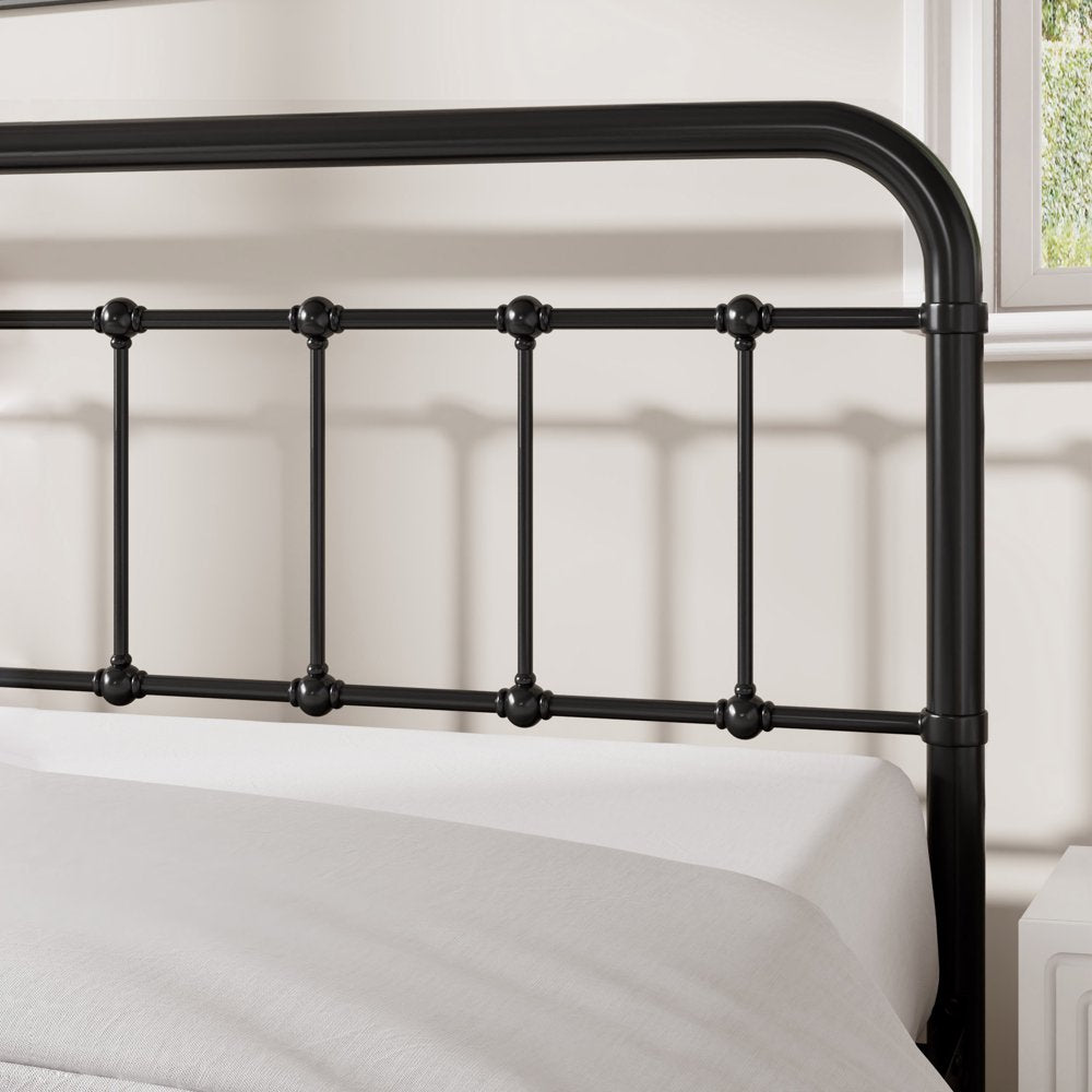 Allewie Queen Size Metal Platform Bed Frame with Victorian Style Wrought Iron-Art Headboard/Footboard, Black