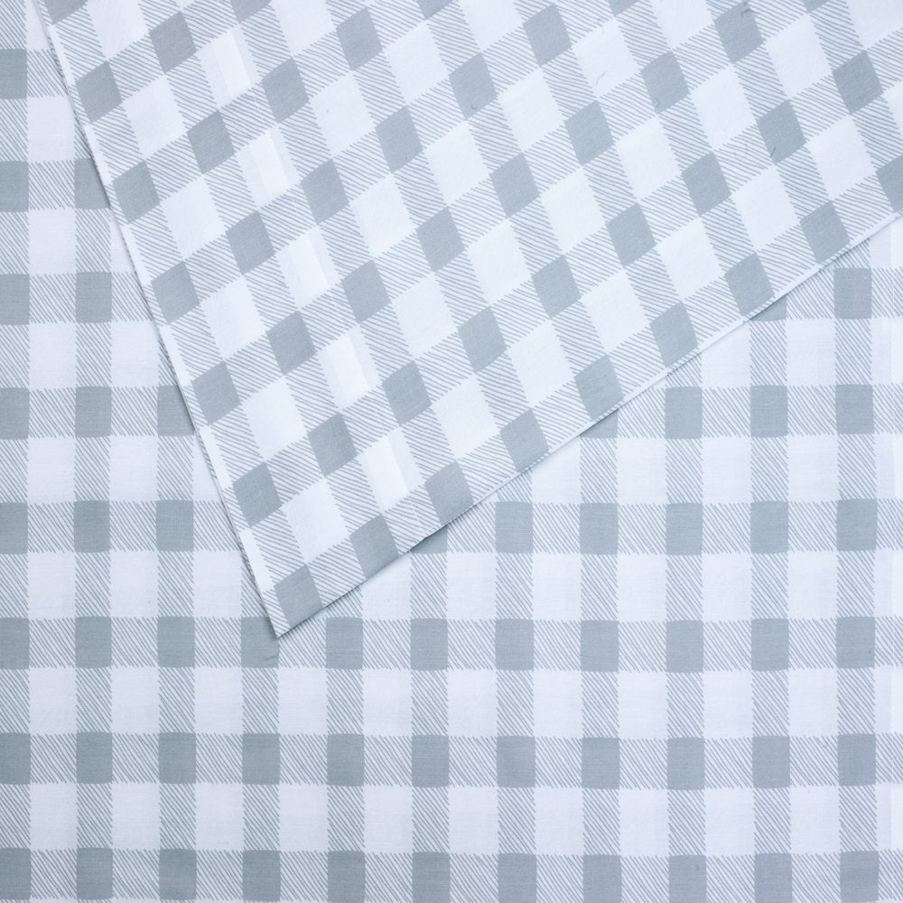 Your Zone Kids/Teens Soft Microfiber Sheet Set, Gingham Gray Stripe, Full, 4 Pieces, Easy Care