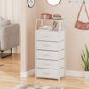 Furnulem Classic Dresser for Bedroom with 5 Drawers, Tall Fabirc Dresser Chest of Drawers for Closet, Living Room, Nursery, Kids Bedroom, White