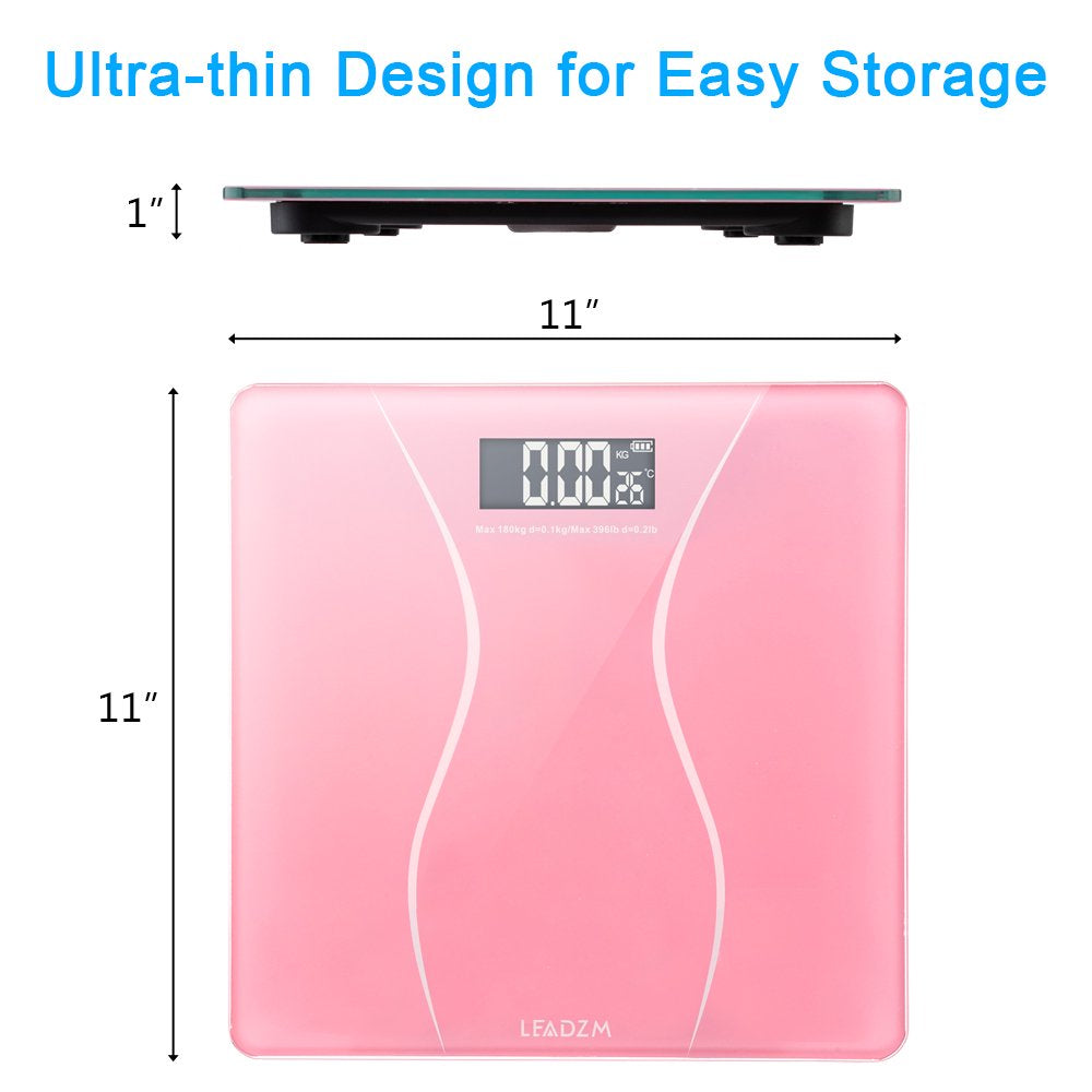 Ktaxon Bathroom Weight Scale, Highly Accurate Digital Bathroom Body Scale, Measures Weight up to 180Kg/396 Lbs., Pink