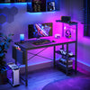 Bestier Reversible 44 Inch Computer Desk with LED Lights Gaming Desk with 4 Tier Shelves Black