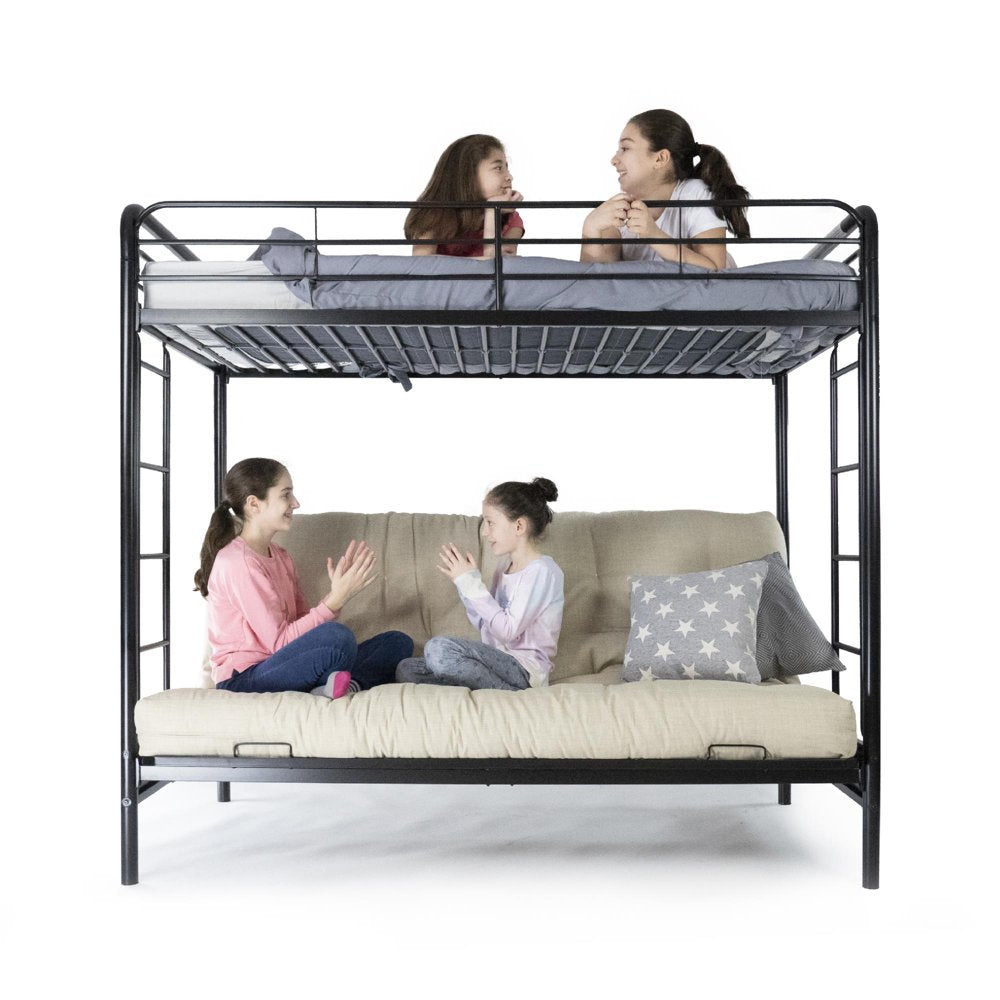 DHP Sammie Twin over Futon Metal Bunk Bed, Black