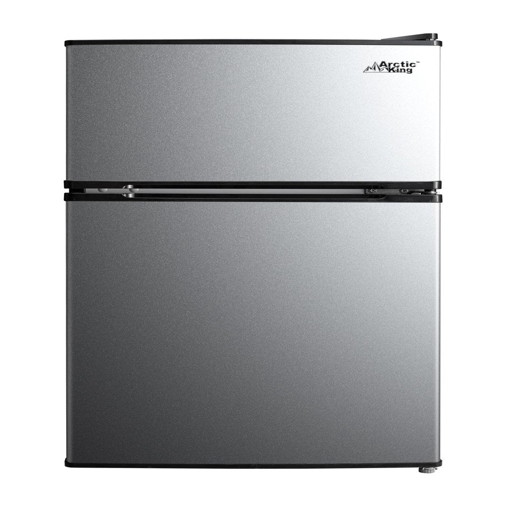 Arctic King 3.2 Cu Ft Two Door Mini Fridge with Freezer, Stainless Steel, E-Star, ARM32D5ASL