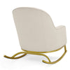 Modrn Glam Velvet Rocking Chair with Lumbar Pillow, Off-White/Satin Brass