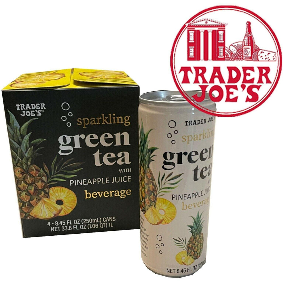 🔥Trader Joe’S Sparklin Green Tea Drink with Pineapple Juice 8.45 Oz (4 Cans) 🔥