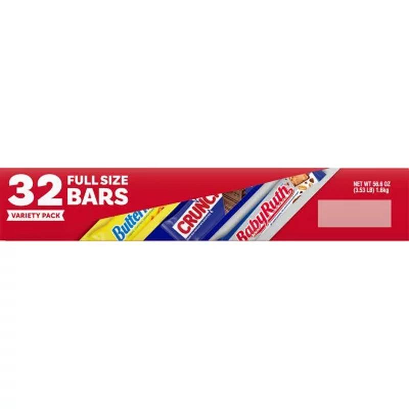 Crunch, Butterfinger and Babyruth Chocolate Bar Variety Pack (32 Ct.)