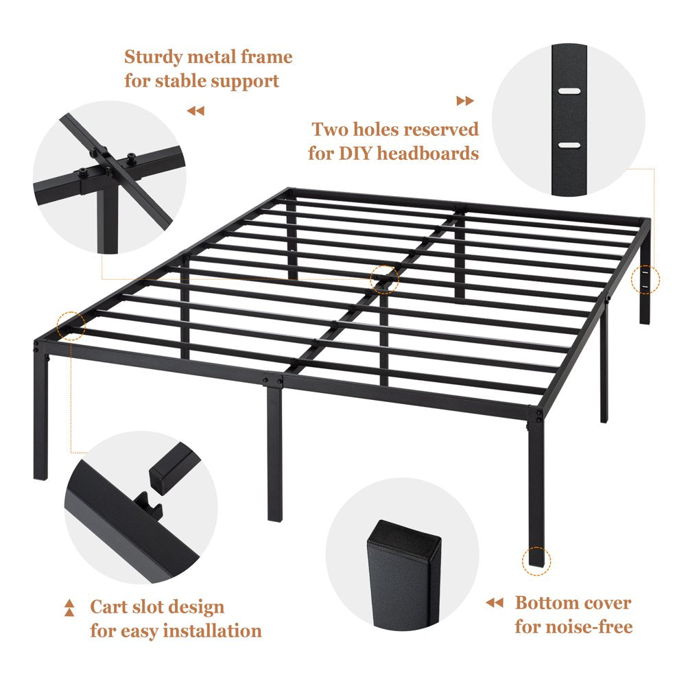 Amolife Heavy Duty Queen Size Metal Platform Bed Frame with 16.5'' Large under Bed Storage Space