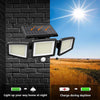 SZRSTH Solar Lights Outdoor - Waterproof Motion Sensor Security Lights with Wireless Remote Control - 2500LM 3Heads 210LED Flood Lights for Patio Garage Yard Entryways