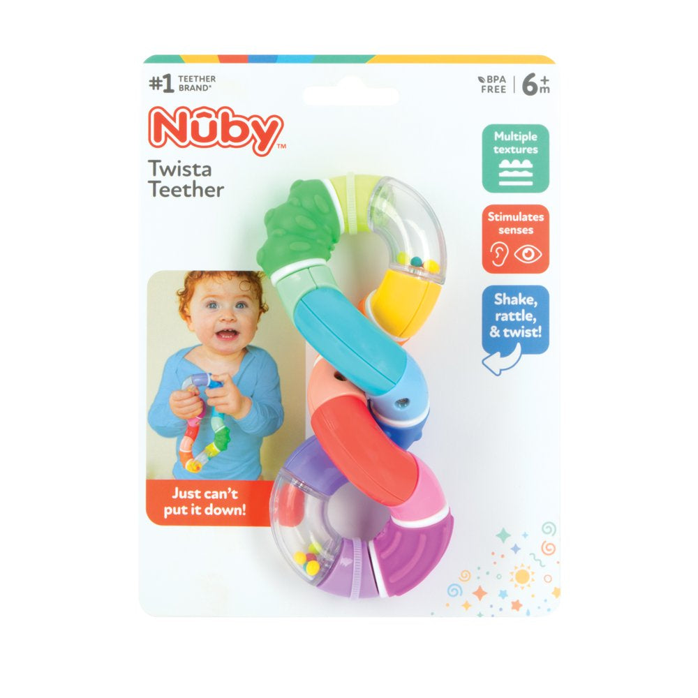 Nuby Twista Teether Toy for Babies, Multicolor Design