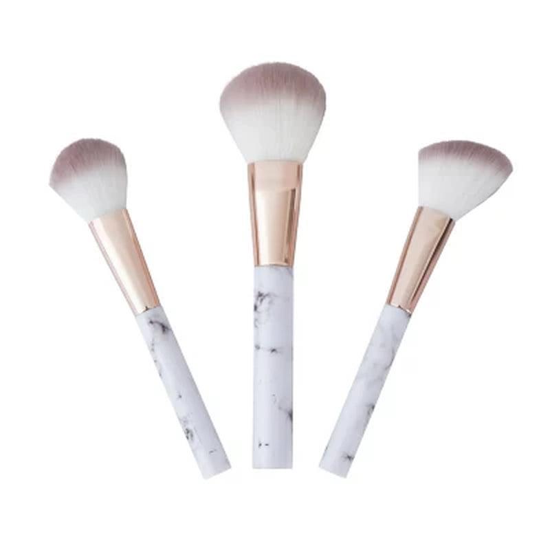 Glotech 12-Piece Makeup Brush Glow Set for Eyes and Face, Marble