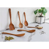 Zulay Kitchen Wooden Spoon for Cooking, Wooden Utensils for Cooking, Teak Wood Utensil Set Non Stick - 6 Piece Set