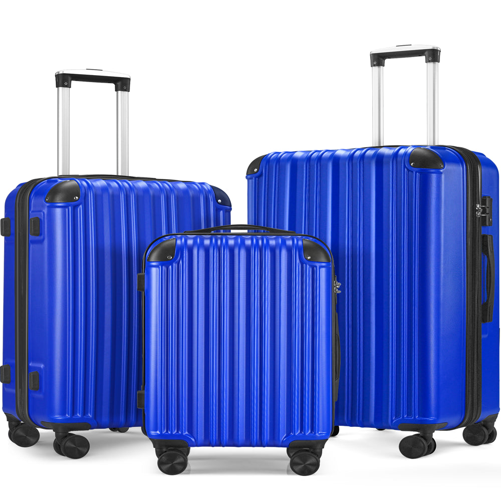 3-Piece Expandable Luggage Sets, ABS Spinner Suitcase Set with TSA Lock , Bright Blue