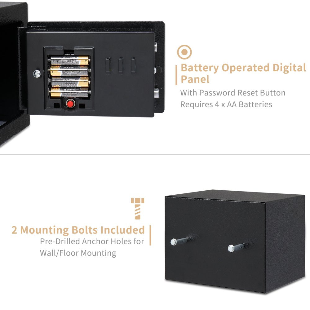 Zimtown 0.17 Cubic Feet Safes, Electronic Digital Safe Box Security Box, Keypad and Key Lock