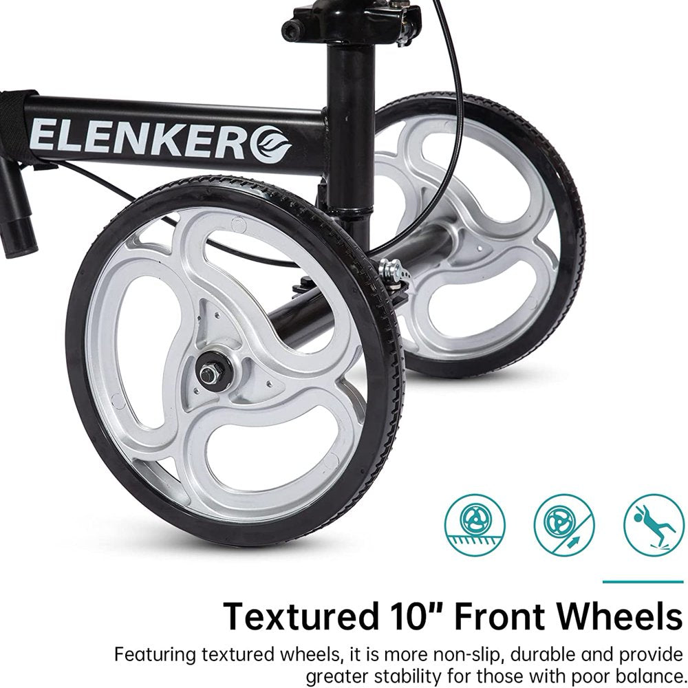 Elenker Economy Knee Walker Steerable Medical Scooter Crutch Alternative Black