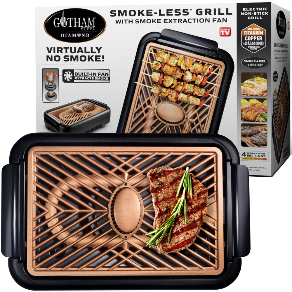 Gotham Steel Smokeless Grill with Fan Indoor Grill Nonstick Electric Grill BBQ Grill as Seen on TV