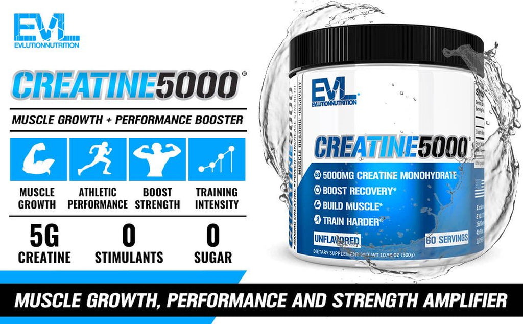 Creatine Monohydrate Powder 5000Mg Unflavored 60 Servings - Creatine Supplement to Boost Recovery & Build Muscle