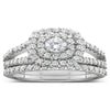 Pompeii3 Women'S 1 1/10Ct Cushion Halo Solitaire Diamond Engagement Wedding White Gold Ring Set