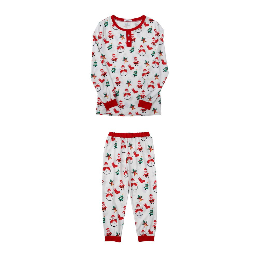 Baozhu Family Matching Sets Christmas Pajamas Dad Mom Kids Baby Xmas Snowman and Santa Claus Print Long Sleeve Home Wear