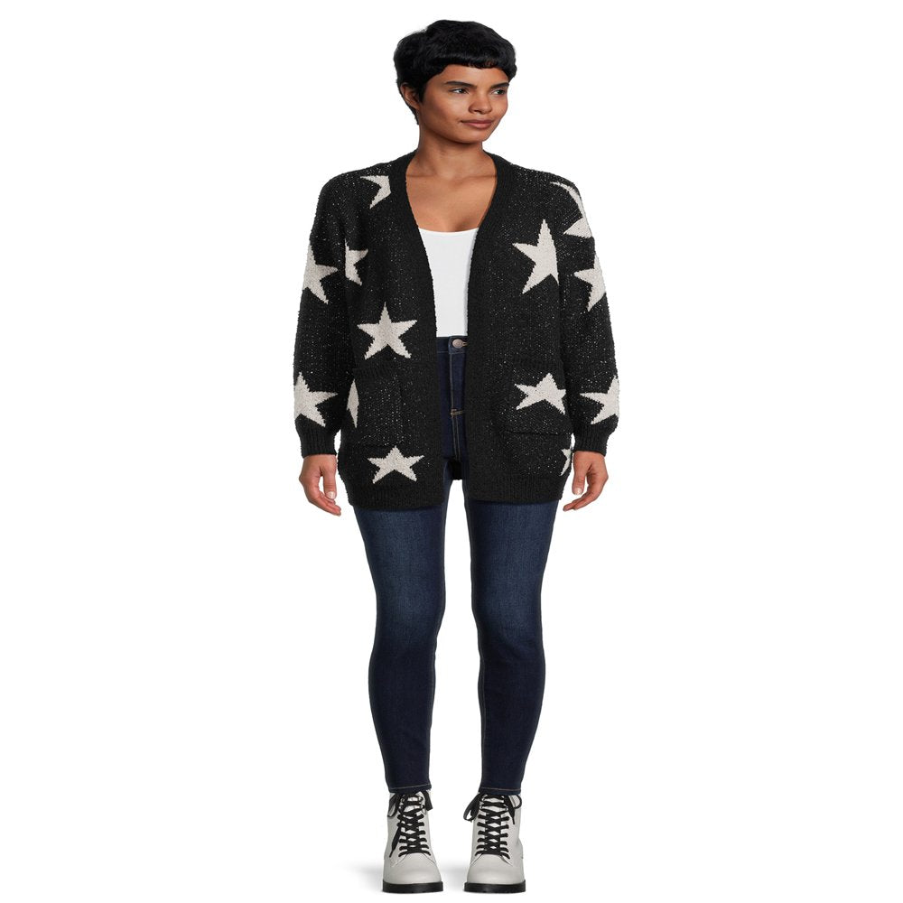 Dreamers by Debut Women'S Open Front Print Cardigan Sweater, Midweight