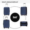 Ginza Travel 3 Piece Luggage Sets,Expandable ABS Hard Shell Luggage Set Double Spinner Wheels Suitcase,Navy Blue