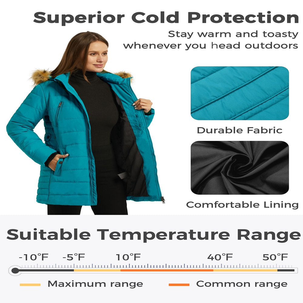 Wantdo Women'S Puffer Jackets Insulated Winter Coat Thicken Outwear Puffer Coats Teal Blue S