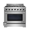 NXR Stainless Steel 36 In. Professional Style Dual Fuel Range with Convection Oven