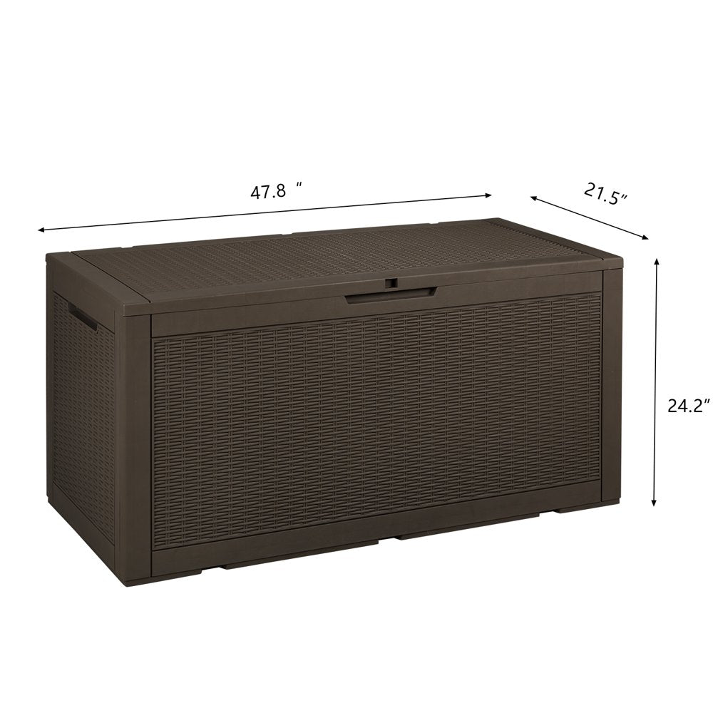 Devoko 100 Gallon Outdoor Box Deck Plastic Resin Storage Box, Dark Brown