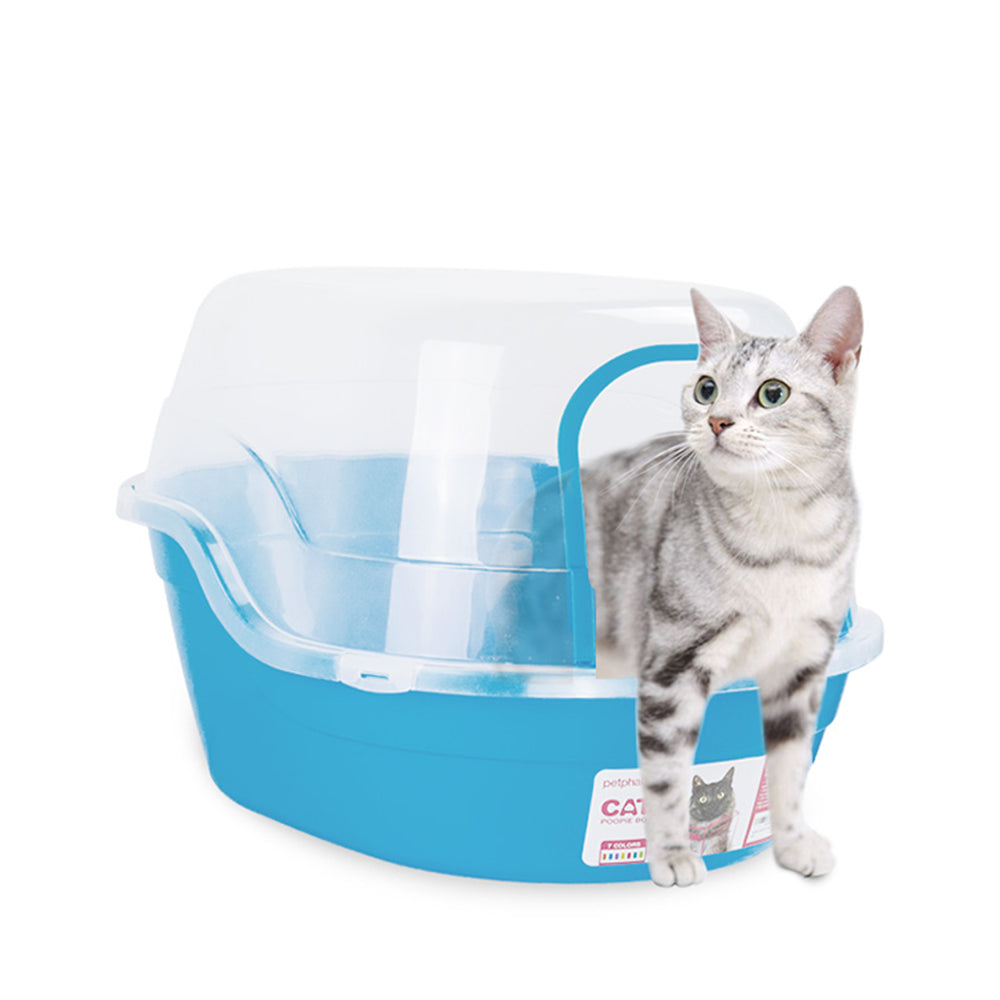 Petfamily Extra Large Cat Litter Box, Color Blue, Jumbo Hooded, 24.8 X 20 X 16.5 In