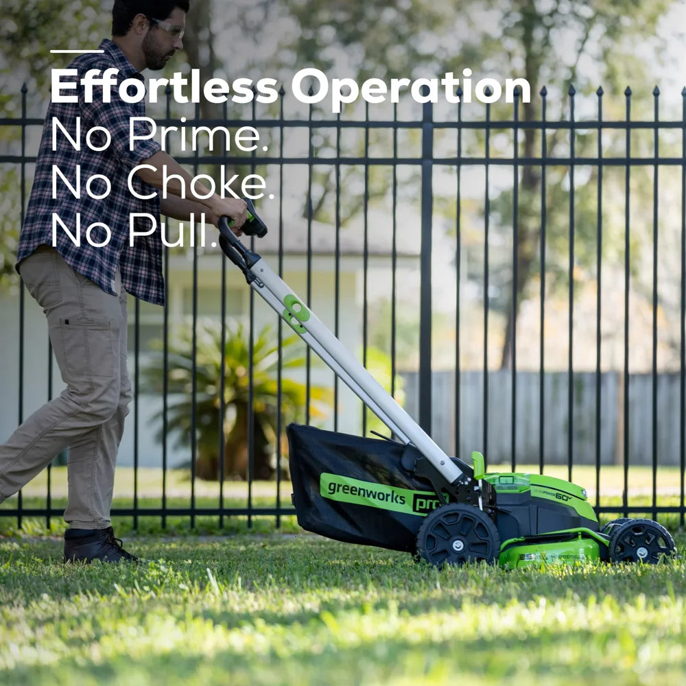 Greenworks 60V 25" Cordless Brushless Self-Propelled Lawn Mower with Two (2) 4.0Ah Batteries & Dual-Port Charger