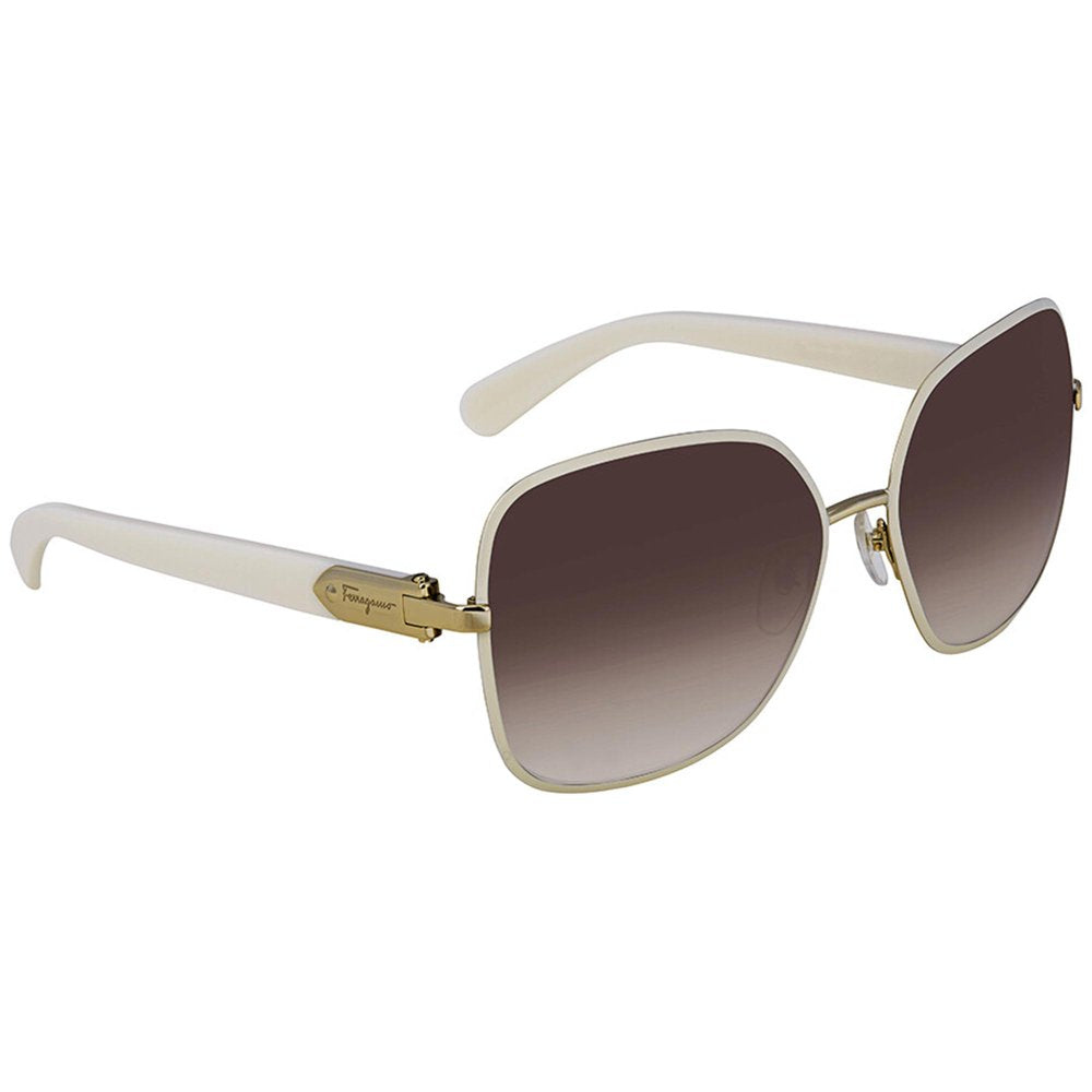 Salvatore Ferragamo Women'S Buckle Sunglasses, Ivory/Brown, One Size for Womens