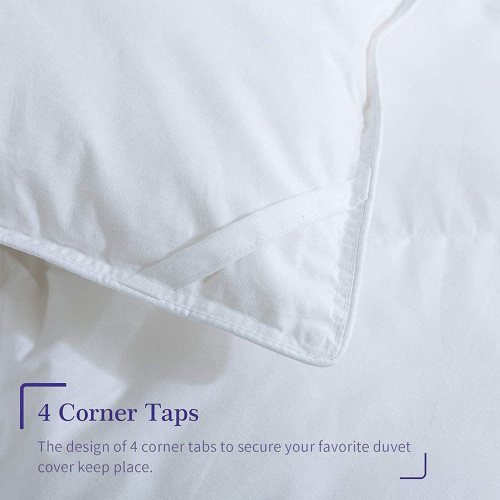 Whatsbedding down Comforter Feather Duvet Insert Cotton White Goose Duck down Comforter All Season Solid, Queen